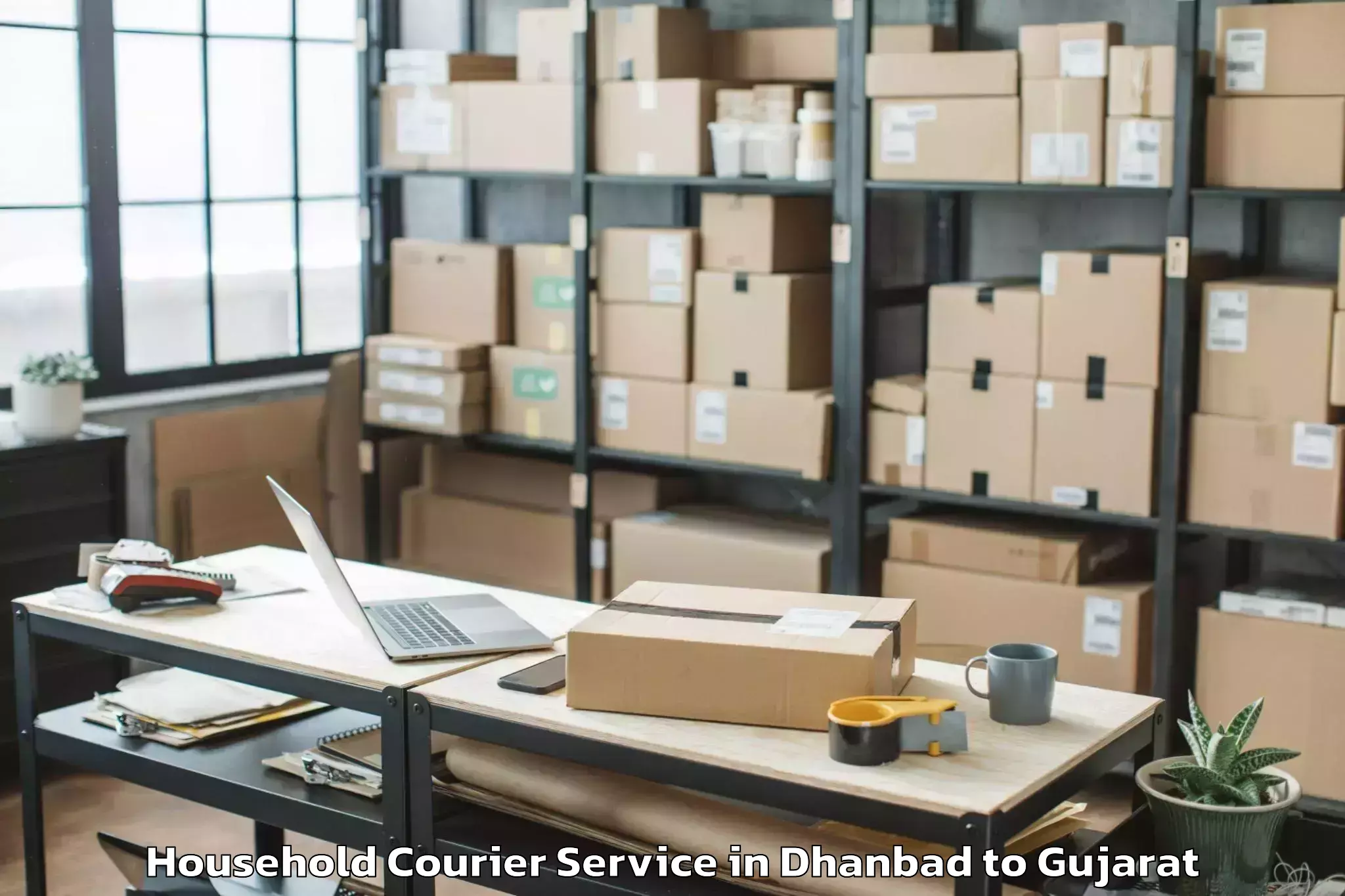 Easy Dhanbad to Rai University Ahmedabad Household Courier Booking